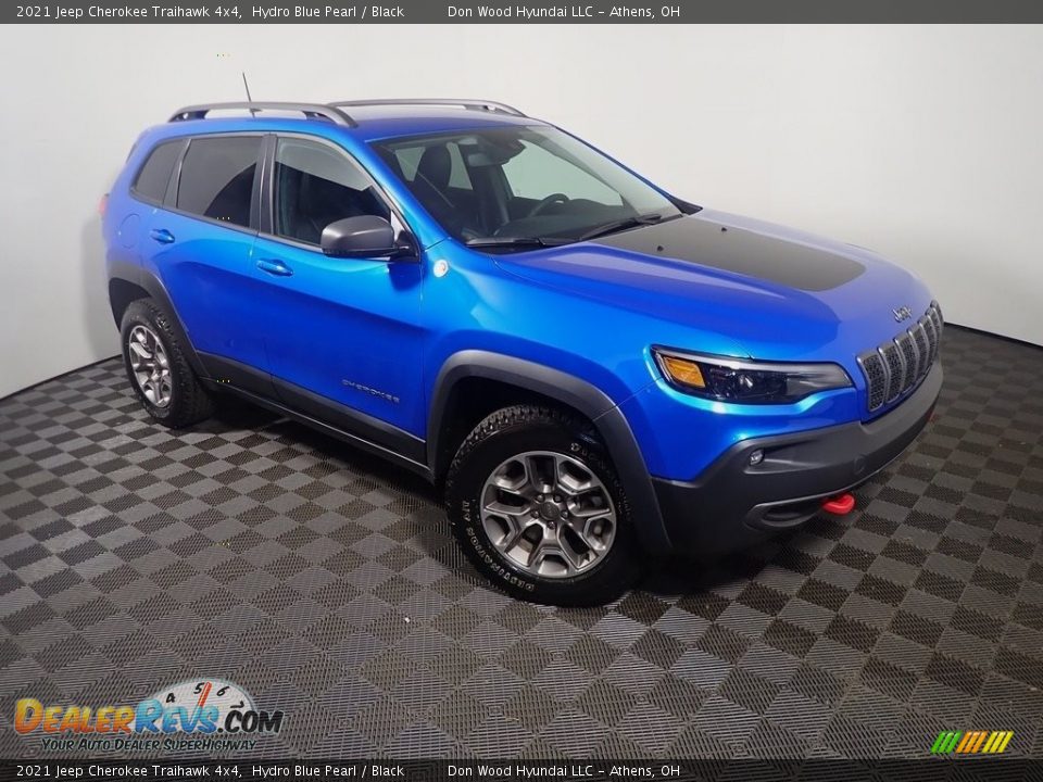 2021 Jeep Cherokee Traihawk 4x4 Hydro Blue Pearl / Black Photo #3