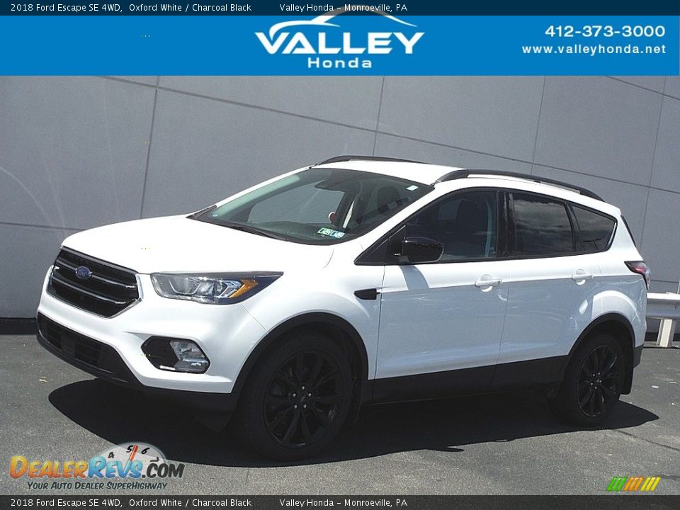 2018 Ford Escape SE 4WD Oxford White / Charcoal Black Photo #1