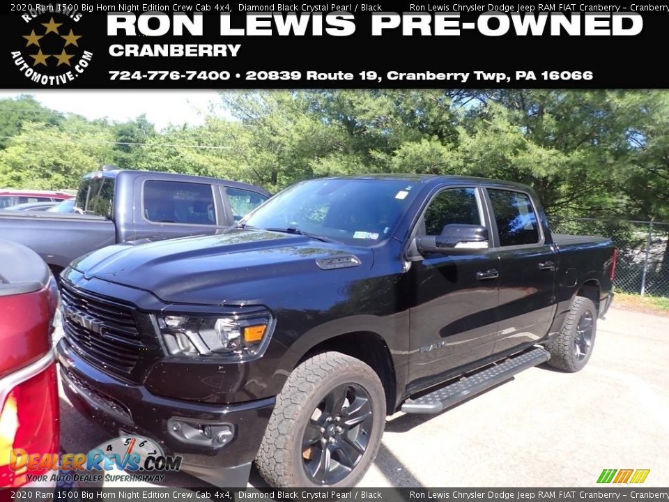 2020 Ram 1500 Big Horn Night Edition Crew Cab 4x4 Diamond Black Crystal Pearl / Black Photo #1