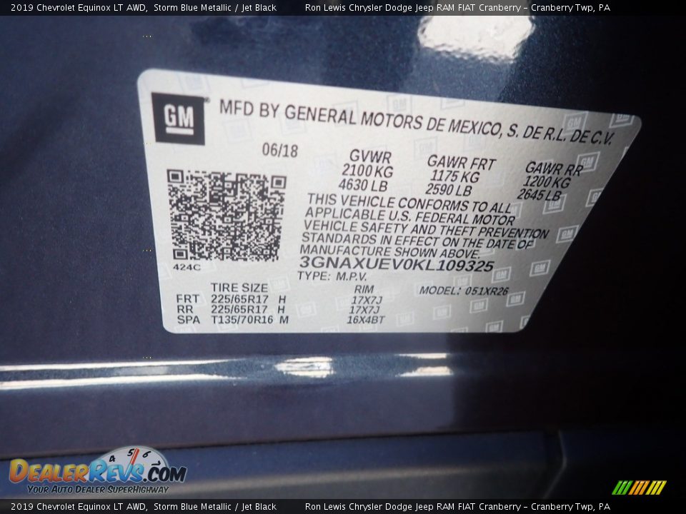 2019 Chevrolet Equinox LT AWD Storm Blue Metallic / Jet Black Photo #20