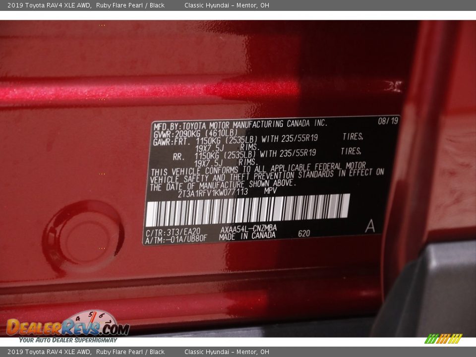 2019 Toyota RAV4 XLE AWD Ruby Flare Pearl / Black Photo #21