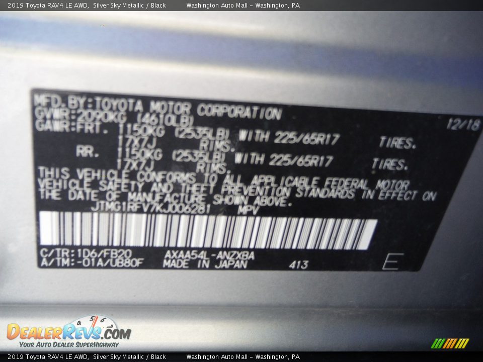 2019 Toyota RAV4 LE AWD Silver Sky Metallic / Black Photo #26