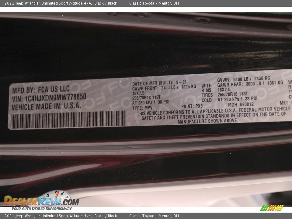 2021 Jeep Wrangler Unlimited Sport Altitude 4x4 Black / Black Photo #23