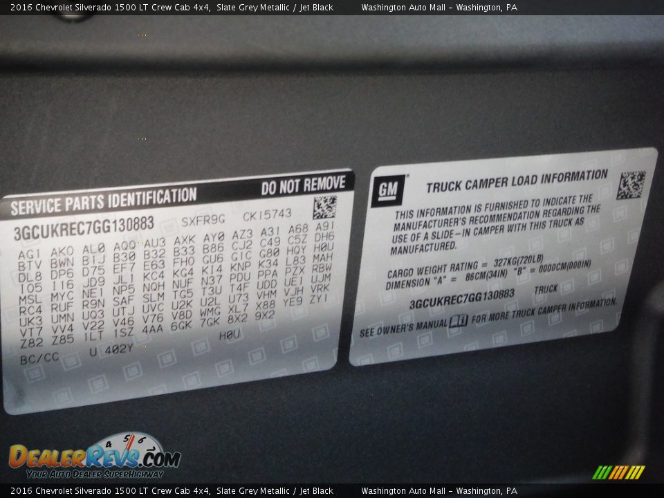 2016 Chevrolet Silverado 1500 LT Crew Cab 4x4 Slate Grey Metallic / Jet Black Photo #34