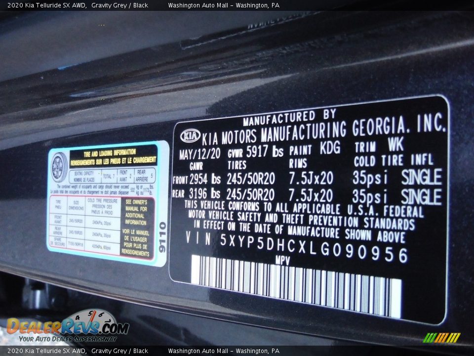 2020 Kia Telluride SX AWD Gravity Grey / Black Photo #36