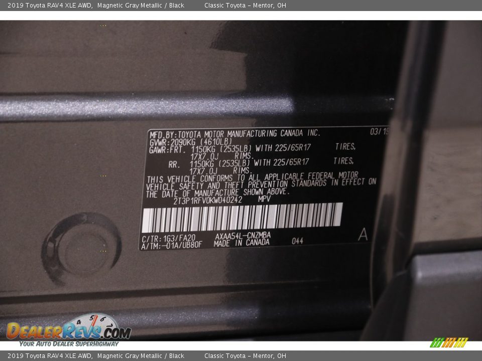 2019 Toyota RAV4 XLE AWD Magnetic Gray Metallic / Black Photo #19