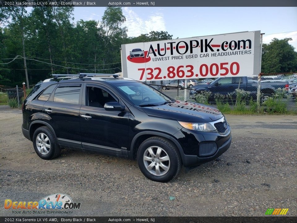 2012 Kia Sorento LX V6 AWD Ebony Black / Black Photo #1