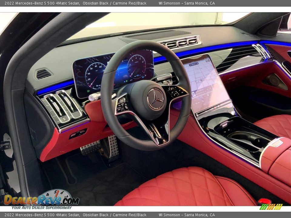 2022 Mercedes-Benz S 500 4Matic Sedan Obsidian Black / Carmine Red/Black Photo #4