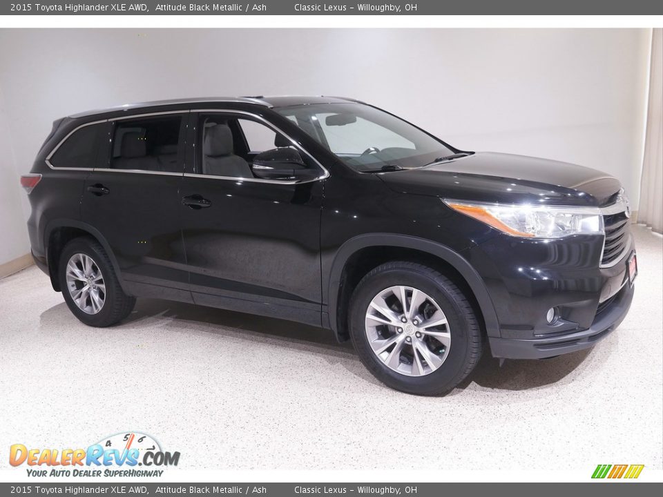 2015 Toyota Highlander XLE AWD Attitude Black Metallic / Ash Photo #1