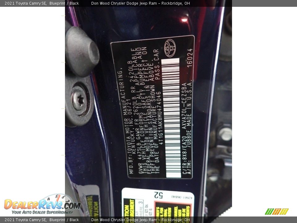 2021 Toyota Camry SE Blueprint / Black Photo #32