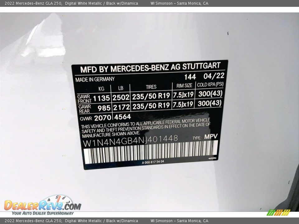 2022 Mercedes-Benz GLA 250 Digital White Metallic / Black w/Dinamica Photo #11