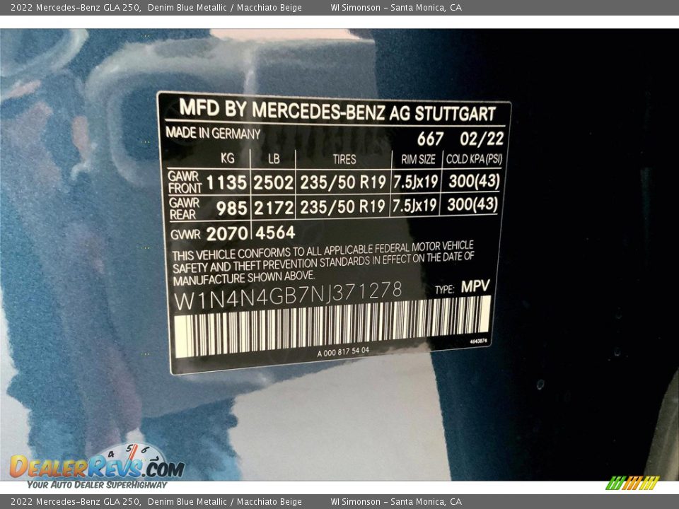 2022 Mercedes-Benz GLA 250 Denim Blue Metallic / Macchiato Beige Photo #11