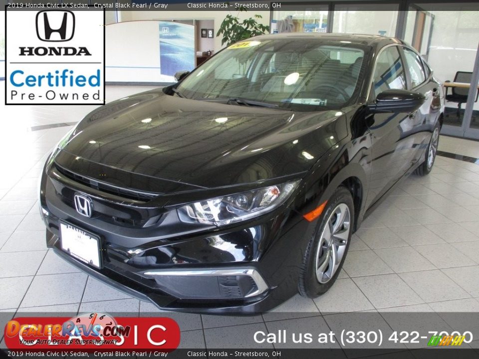 2019 Honda Civic LX Sedan Crystal Black Pearl / Gray Photo #1