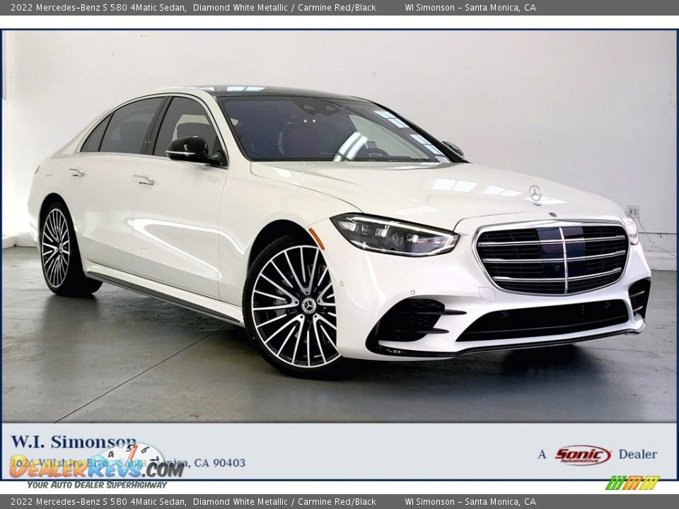 2022 Mercedes-Benz S 580 4Matic Sedan Diamond White Metallic / Carmine Red/Black Photo #1