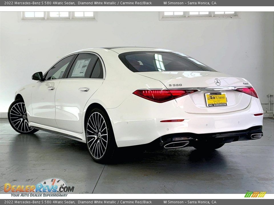 2022 Mercedes-Benz S 580 4Matic Sedan Diamond White Metallic / Carmine Red/Black Photo #2