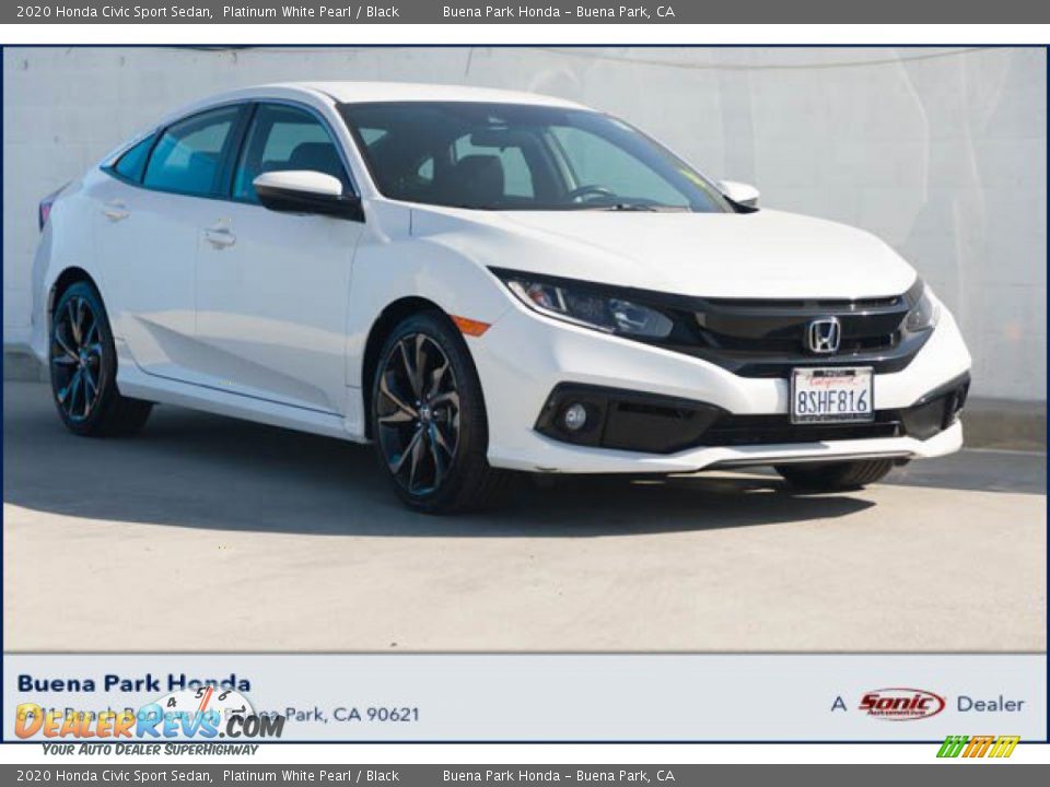 2020 Honda Civic Sport Sedan Platinum White Pearl / Black Photo #1