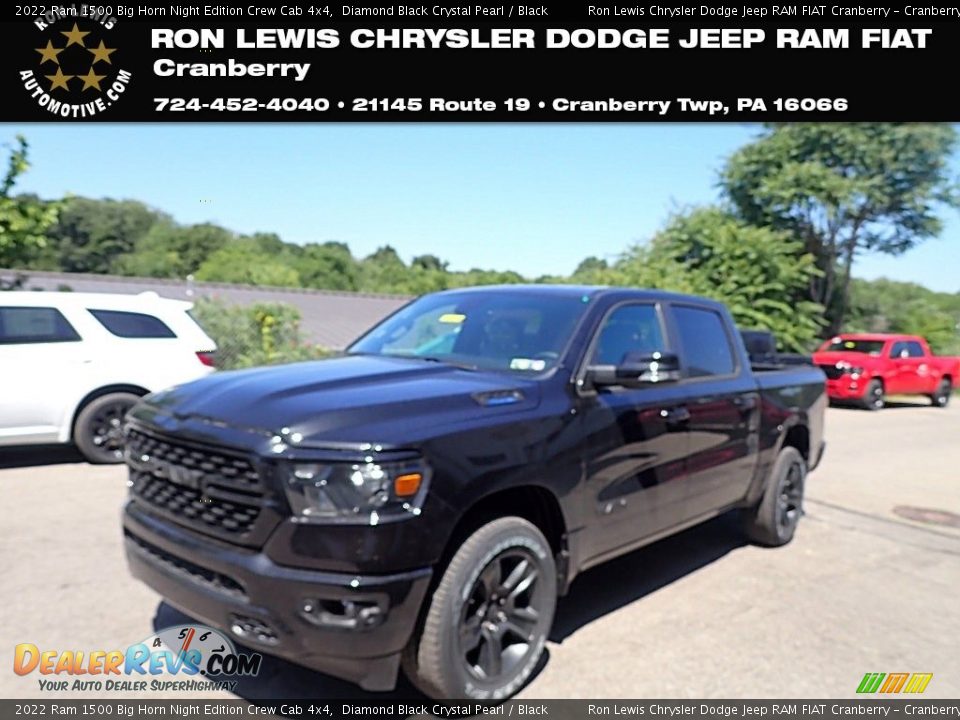 2022 Ram 1500 Big Horn Night Edition Crew Cab 4x4 Diamond Black Crystal Pearl / Black Photo #1