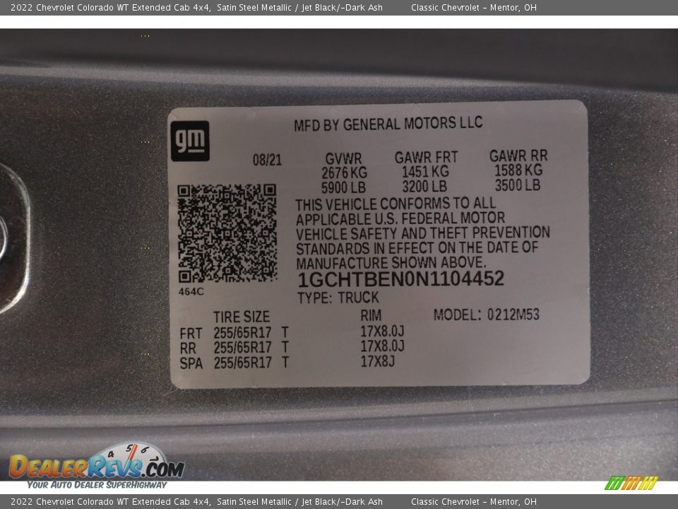 2022 Chevrolet Colorado WT Extended Cab 4x4 Satin Steel Metallic / Jet Black/­Dark Ash Photo #21