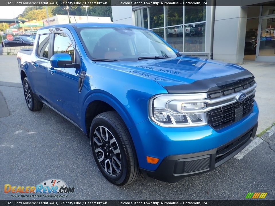 2022 Ford Maverick Lariat AWD Velocity Blue / Desert Brown Photo #8