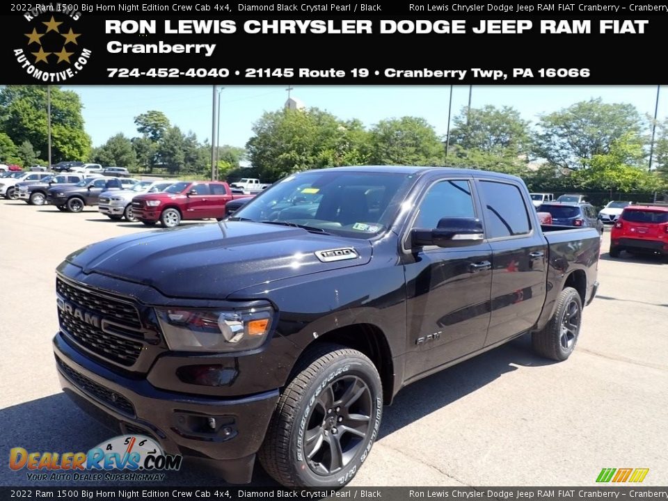 2022 Ram 1500 Big Horn Night Edition Crew Cab 4x4 Diamond Black Crystal Pearl / Black Photo #1