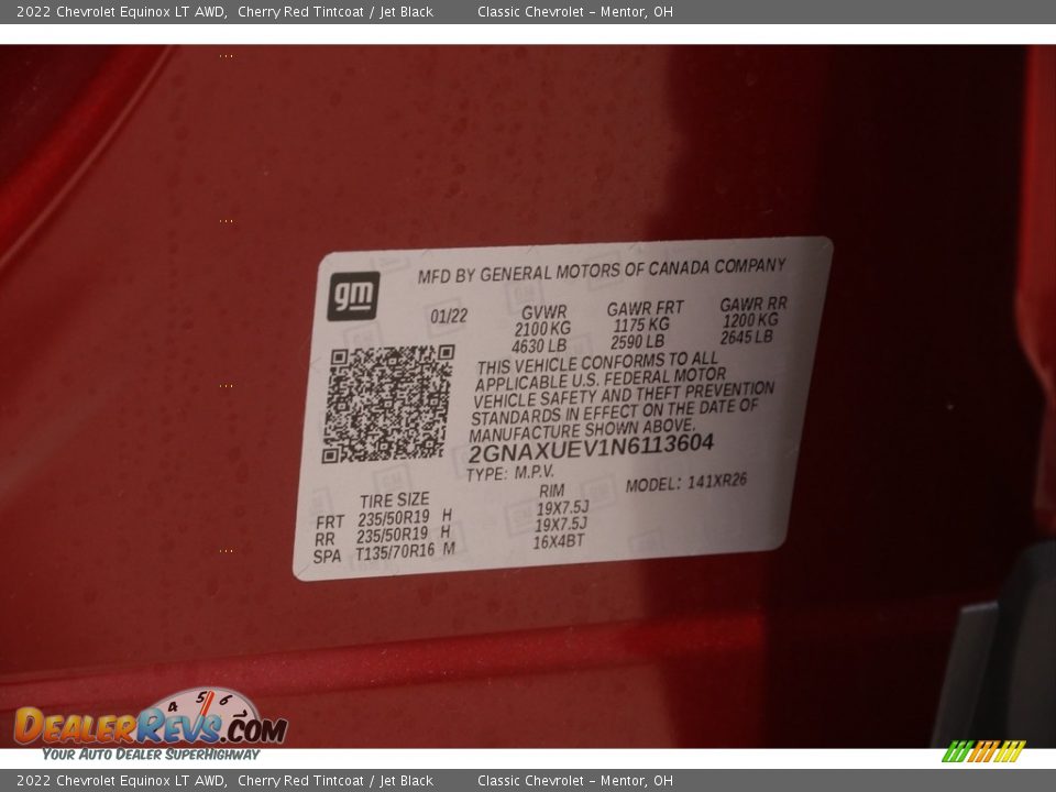 2022 Chevrolet Equinox LT AWD Cherry Red Tintcoat / Jet Black Photo #20