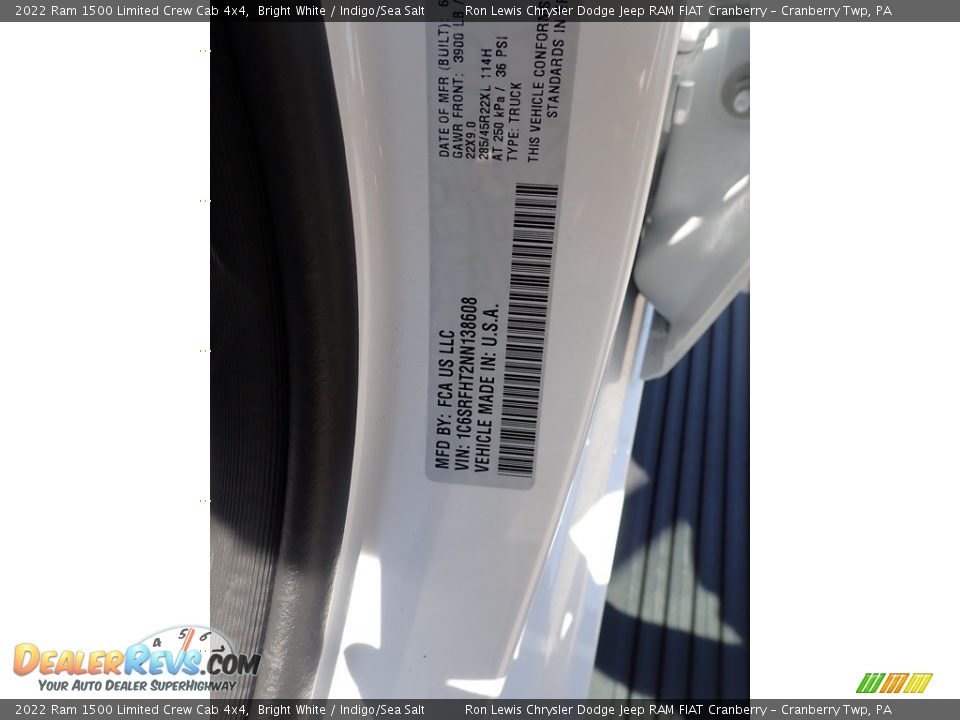 2022 Ram 1500 Limited Crew Cab 4x4 Bright White / Indigo/Sea Salt Photo #20