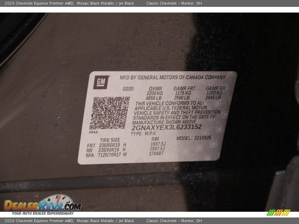 2020 Chevrolet Equinox Premier AWD Mosaic Black Metallic / Jet Black Photo #21