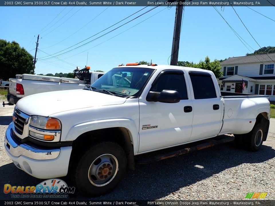 2003 GMC Sierra 3500 SLT Crew Cab 4x4 Dually Summit White / Dark Pewter Photo #1