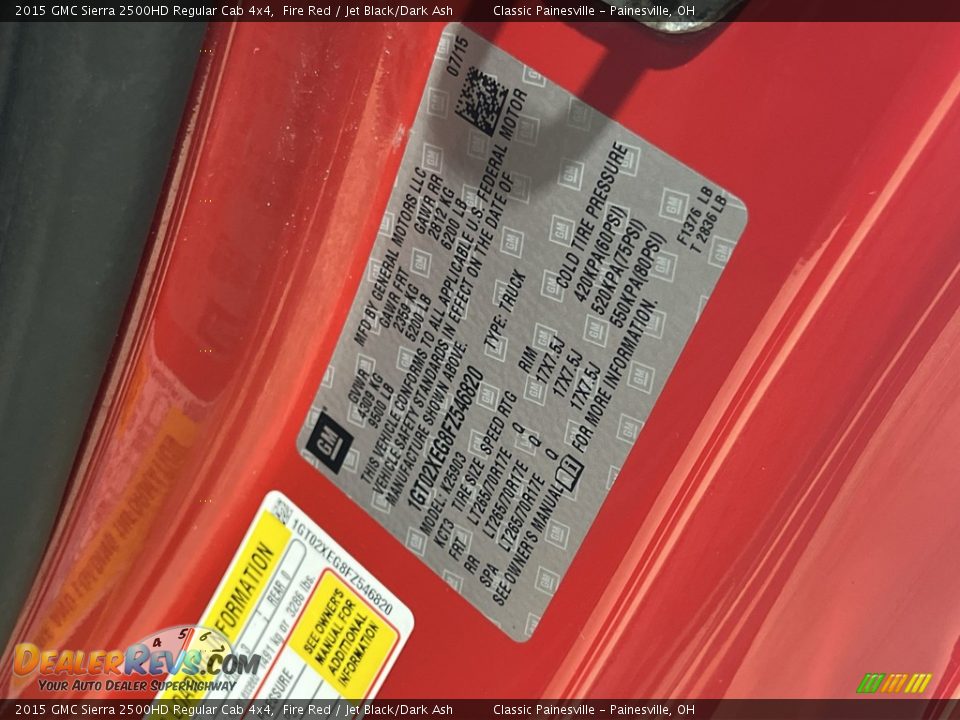 2015 GMC Sierra 2500HD Regular Cab 4x4 Fire Red / Jet Black/Dark Ash Photo #20