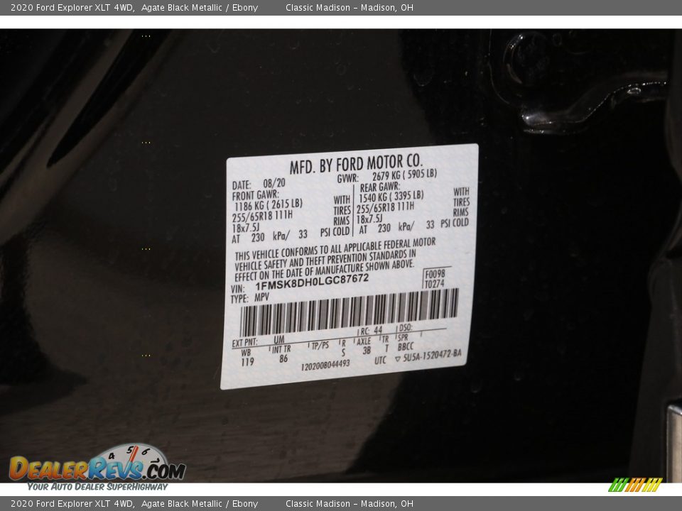 2020 Ford Explorer XLT 4WD Agate Black Metallic / Ebony Photo #23