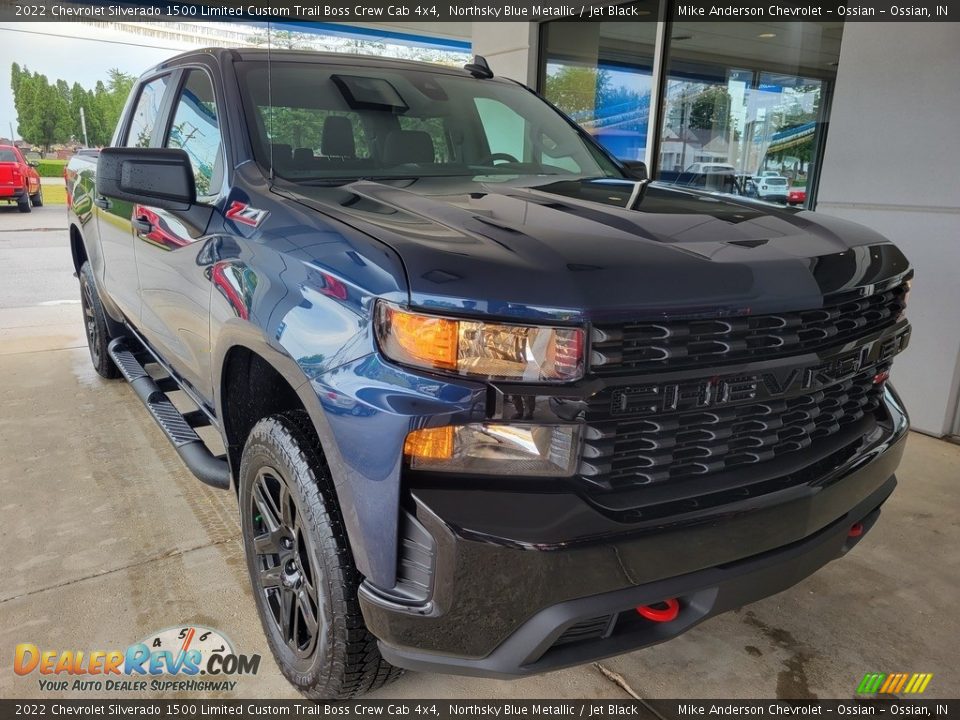 2022 Chevrolet Silverado 1500 Limited Custom Trail Boss Crew Cab 4x4 Northsky Blue Metallic / Jet Black Photo #2