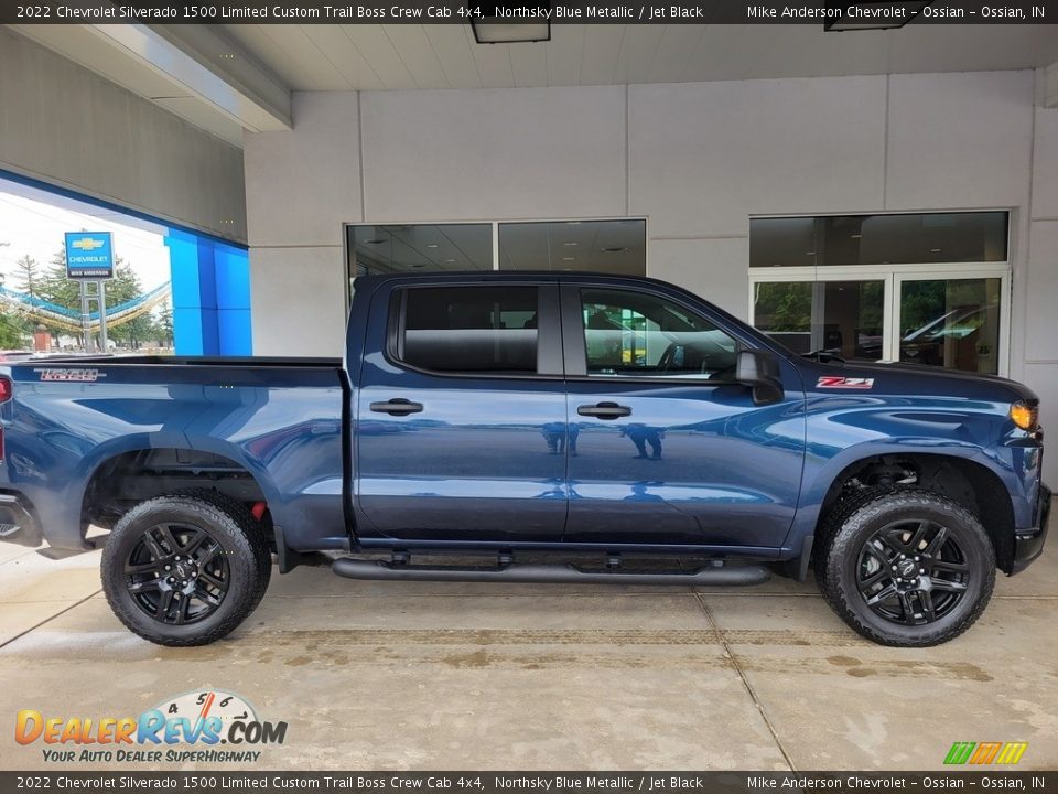 2022 Chevrolet Silverado 1500 Limited Custom Trail Boss Crew Cab 4x4 Northsky Blue Metallic / Jet Black Photo #3