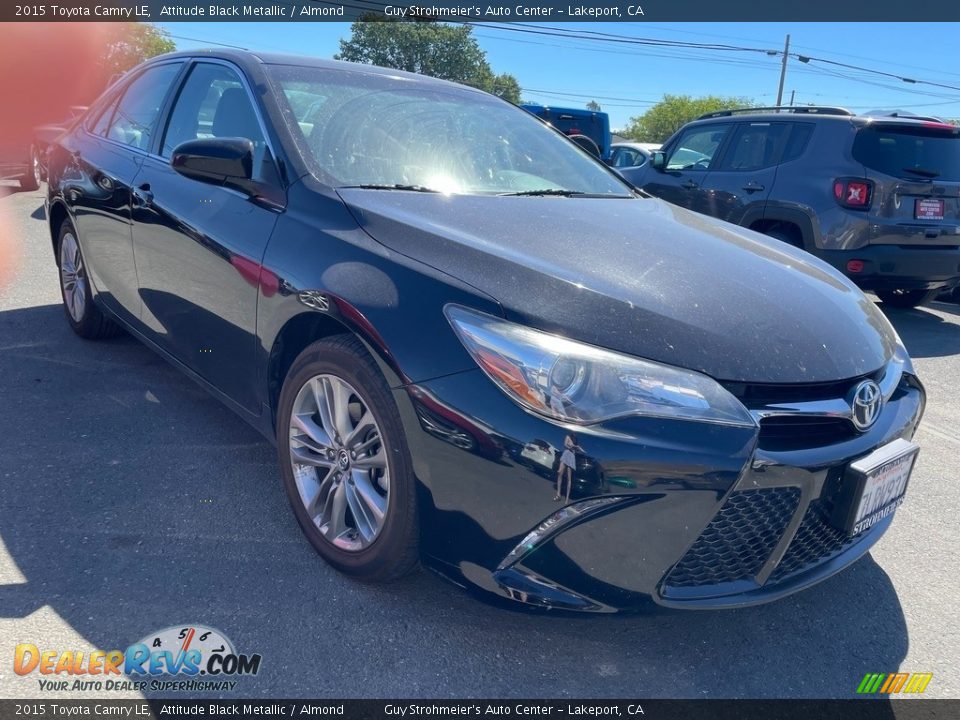 2015 Toyota Camry LE Attitude Black Metallic / Almond Photo #3