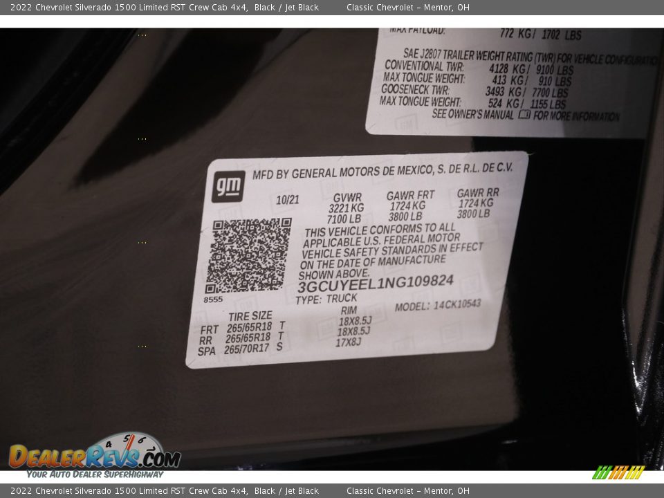 2022 Chevrolet Silverado 1500 Limited RST Crew Cab 4x4 Black / Jet Black Photo #23