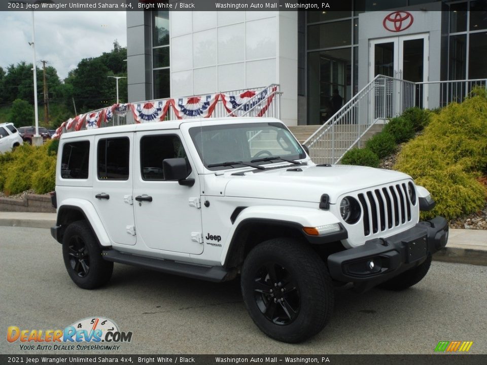 2021 Jeep Wrangler Unlimited Sahara 4x4 Bright White / Black Photo #1