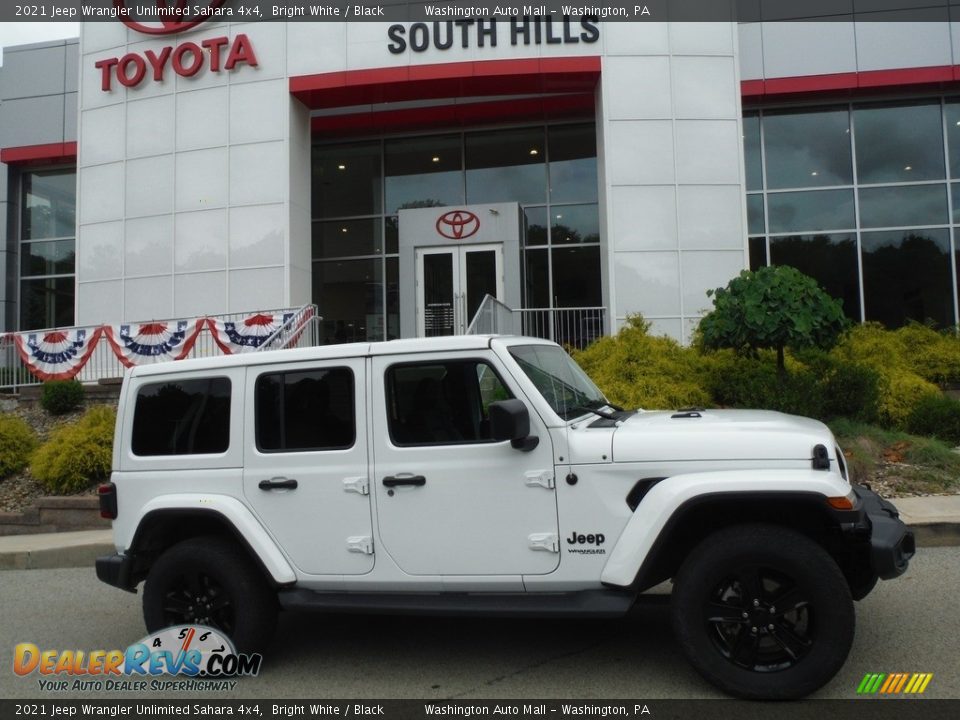 2021 Jeep Wrangler Unlimited Sahara 4x4 Bright White / Black Photo #2