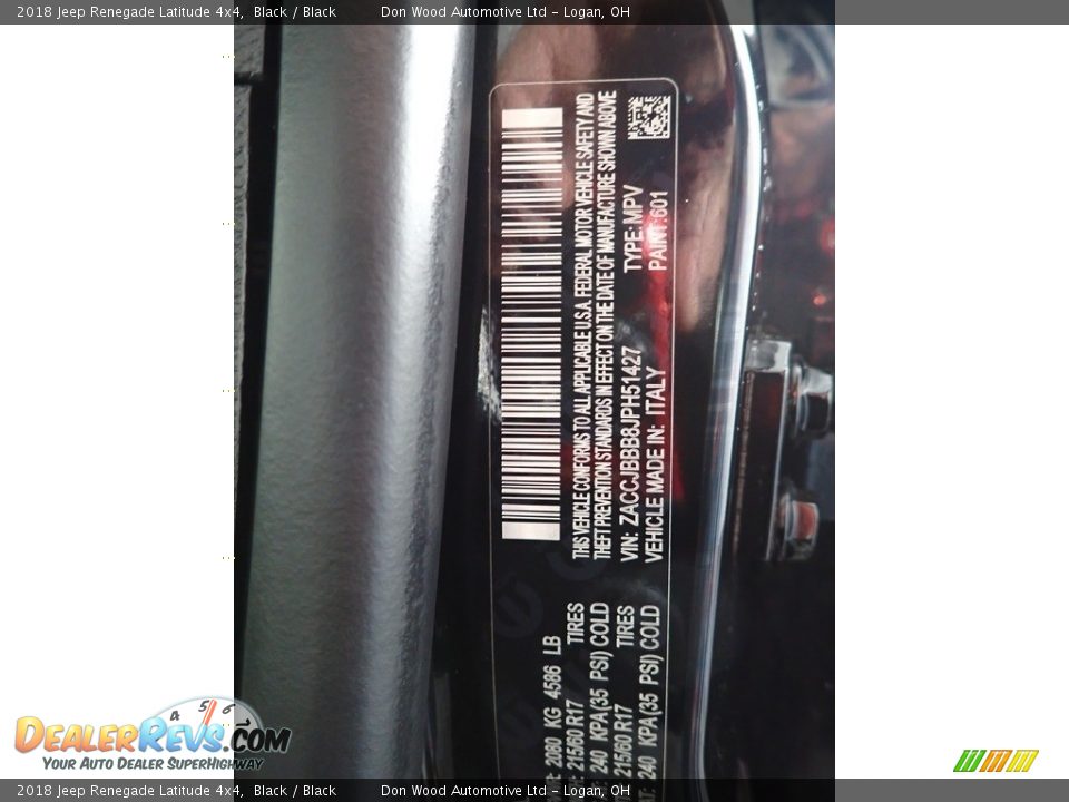 2018 Jeep Renegade Latitude 4x4 Black / Black Photo #33