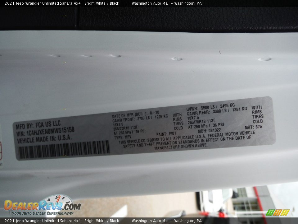 2021 Jeep Wrangler Unlimited Sahara 4x4 Bright White / Black Photo #34