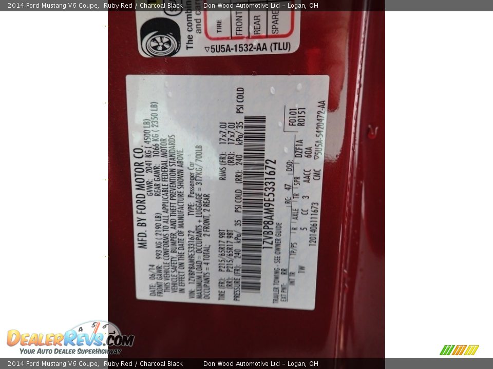 2014 Ford Mustang V6 Coupe Ruby Red / Charcoal Black Photo #27