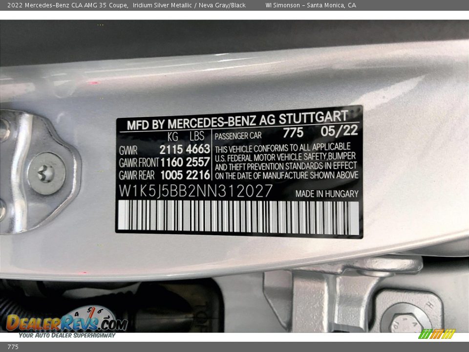 Mercedes-Benz Color Code 775 Iridium Silver Metallic