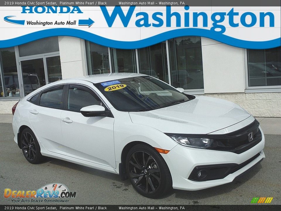 2019 Honda Civic Sport Sedan Platinum White Pearl / Black Photo #1