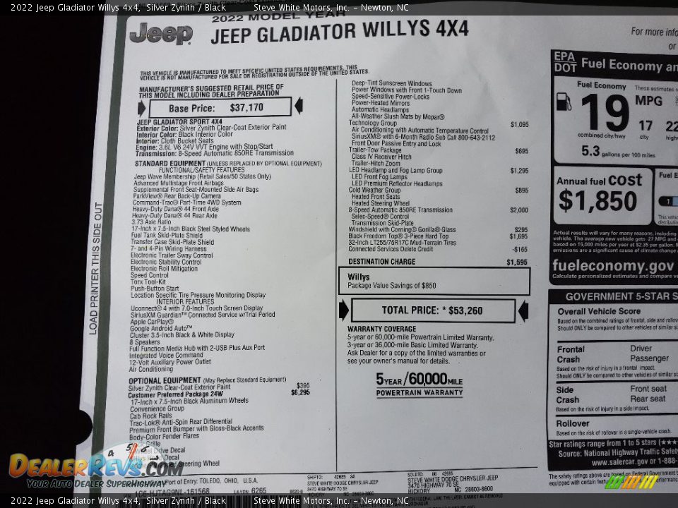 2022 Jeep Gladiator Willys 4x4 Silver Zynith / Black Photo #28