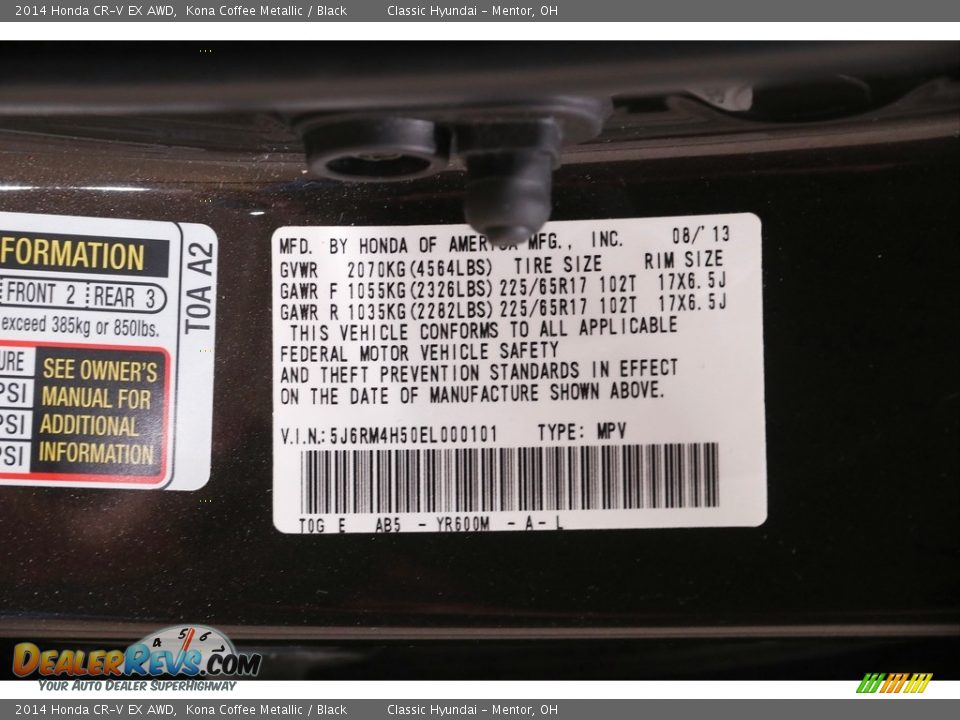 2014 Honda CR-V EX AWD Kona Coffee Metallic / Black Photo #19