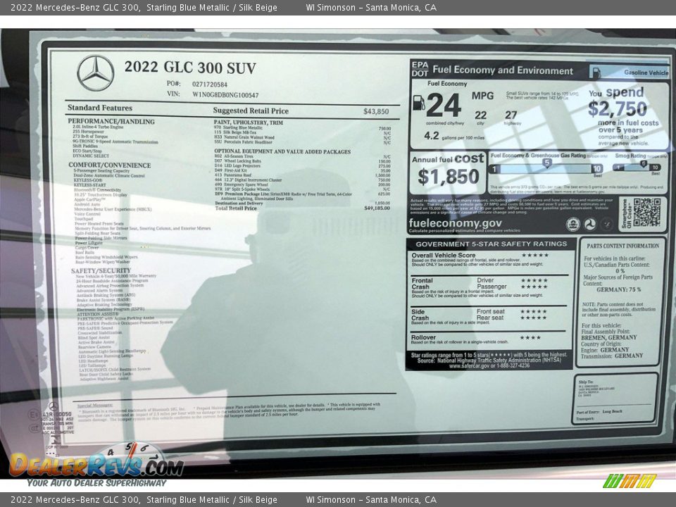 2022 Mercedes-Benz GLC 300 Window Sticker Photo #13