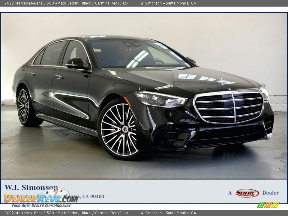 2022 Mercedes-Benz S 580 4Matic Sedan Black / Carmine Red/Black Photo #1