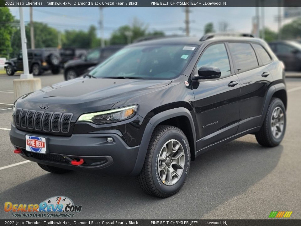 2022 Jeep Cherokee Trailhawk 4x4 Diamond Black Crystal Pearl / Black Photo #1