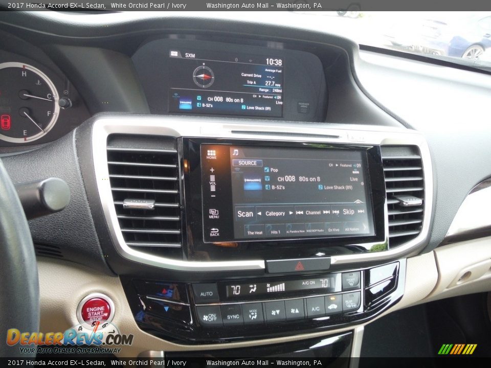 2017 Honda Accord EX-L Sedan White Orchid Pearl / Ivory Photo #19