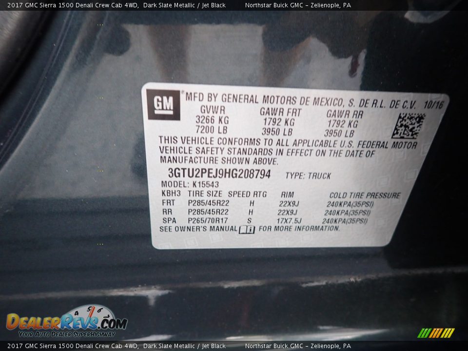 2017 GMC Sierra 1500 Denali Crew Cab 4WD Dark Slate Metallic / Jet Black Photo #30