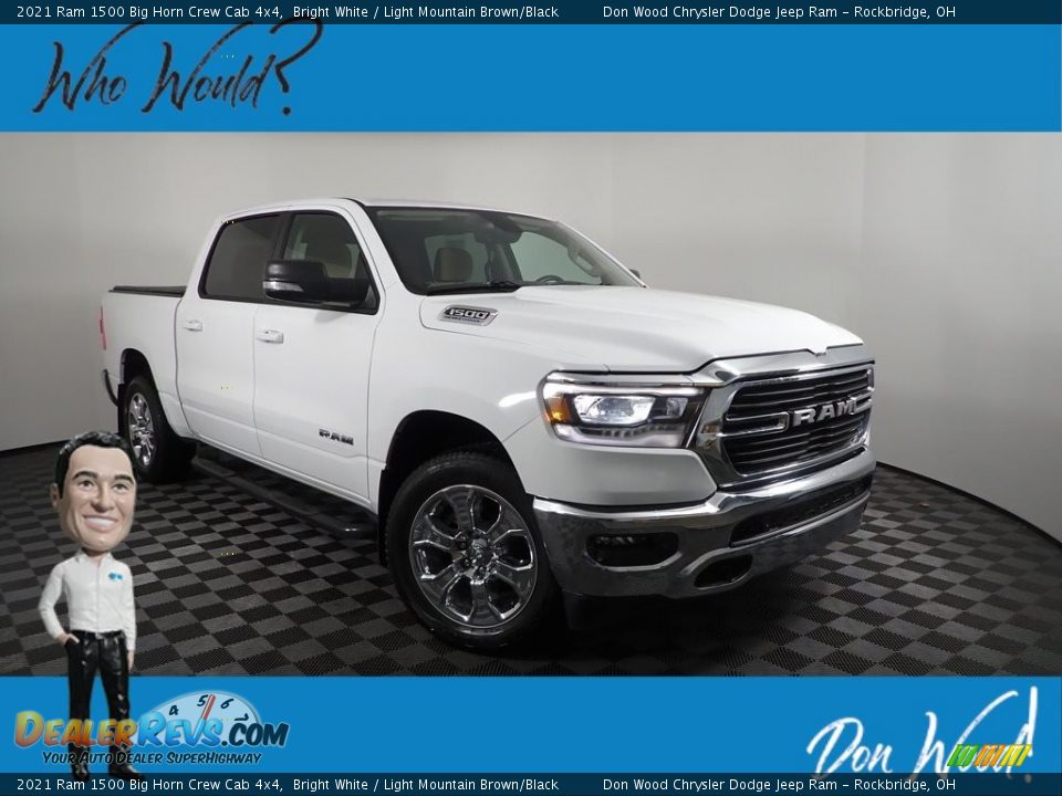 2021 Ram 1500 Big Horn Crew Cab 4x4 Bright White / Light Mountain Brown/Black Photo #1