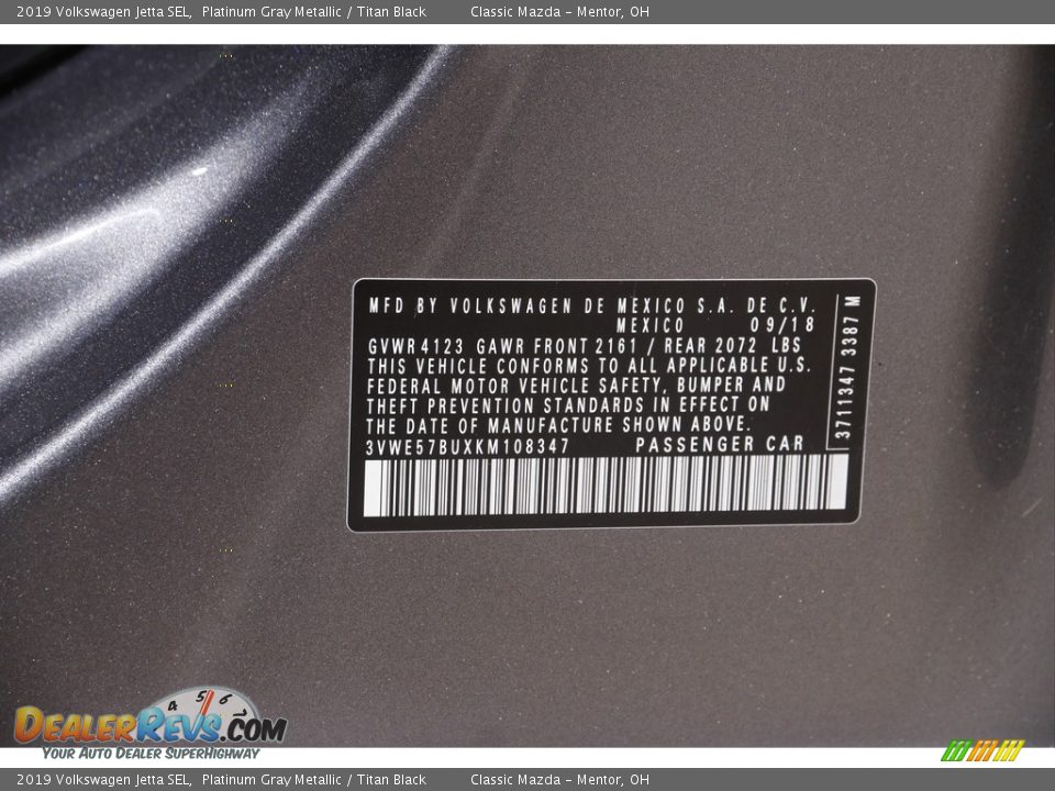2019 Volkswagen Jetta SEL Platinum Gray Metallic / Titan Black Photo #22